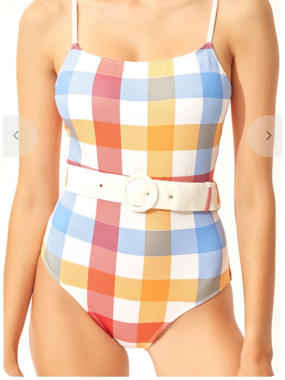 SOLID & STRIPED Multicolor Gingham One-Piece Swimsuit with Belt